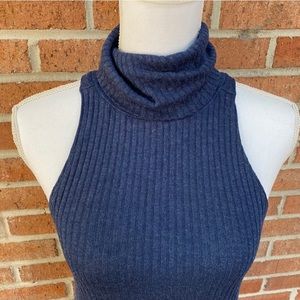 Free People New City Rib Knit Navy Tank Top